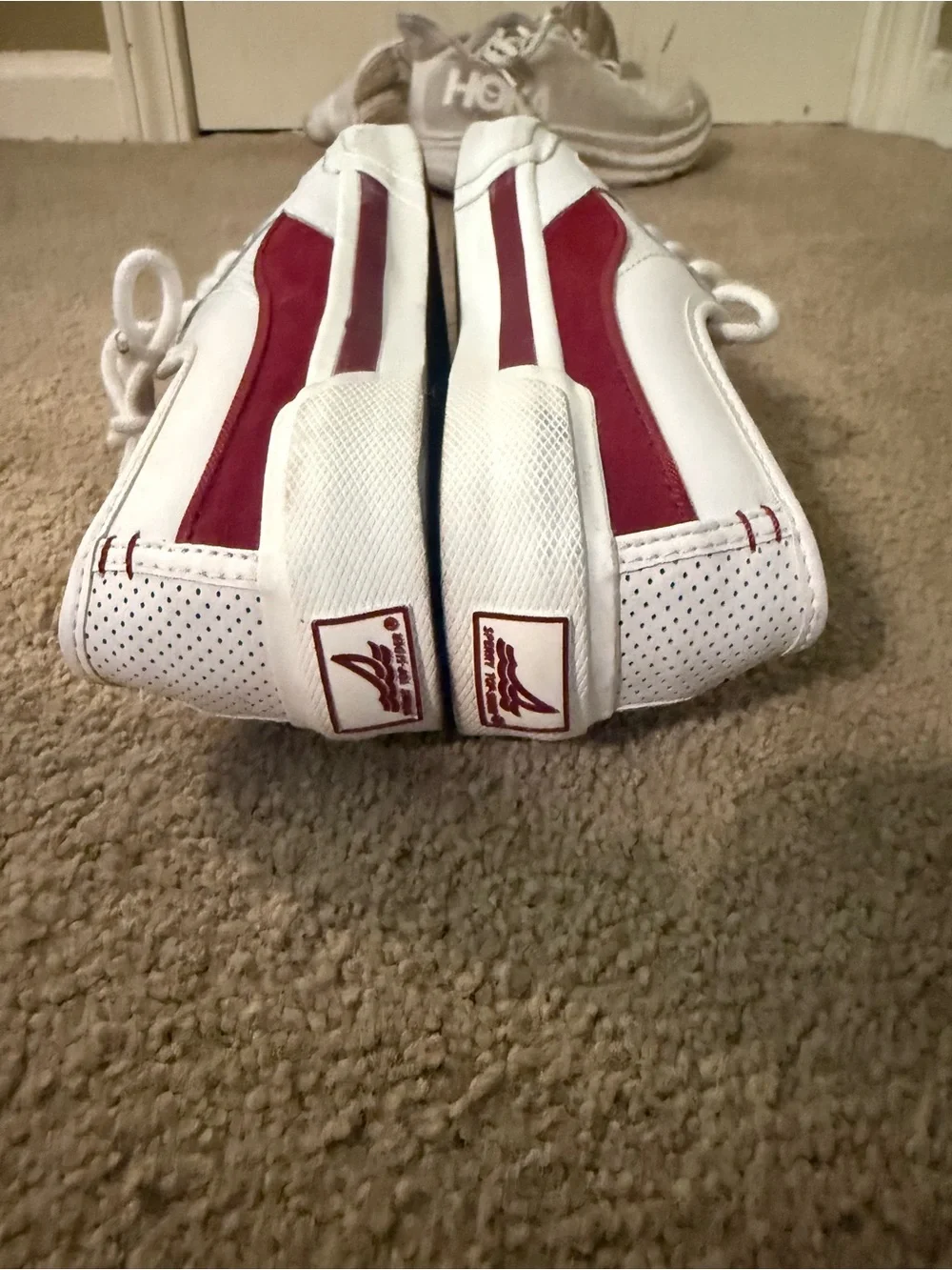 Sperry Women's White Sneakers with Burgundy Accents